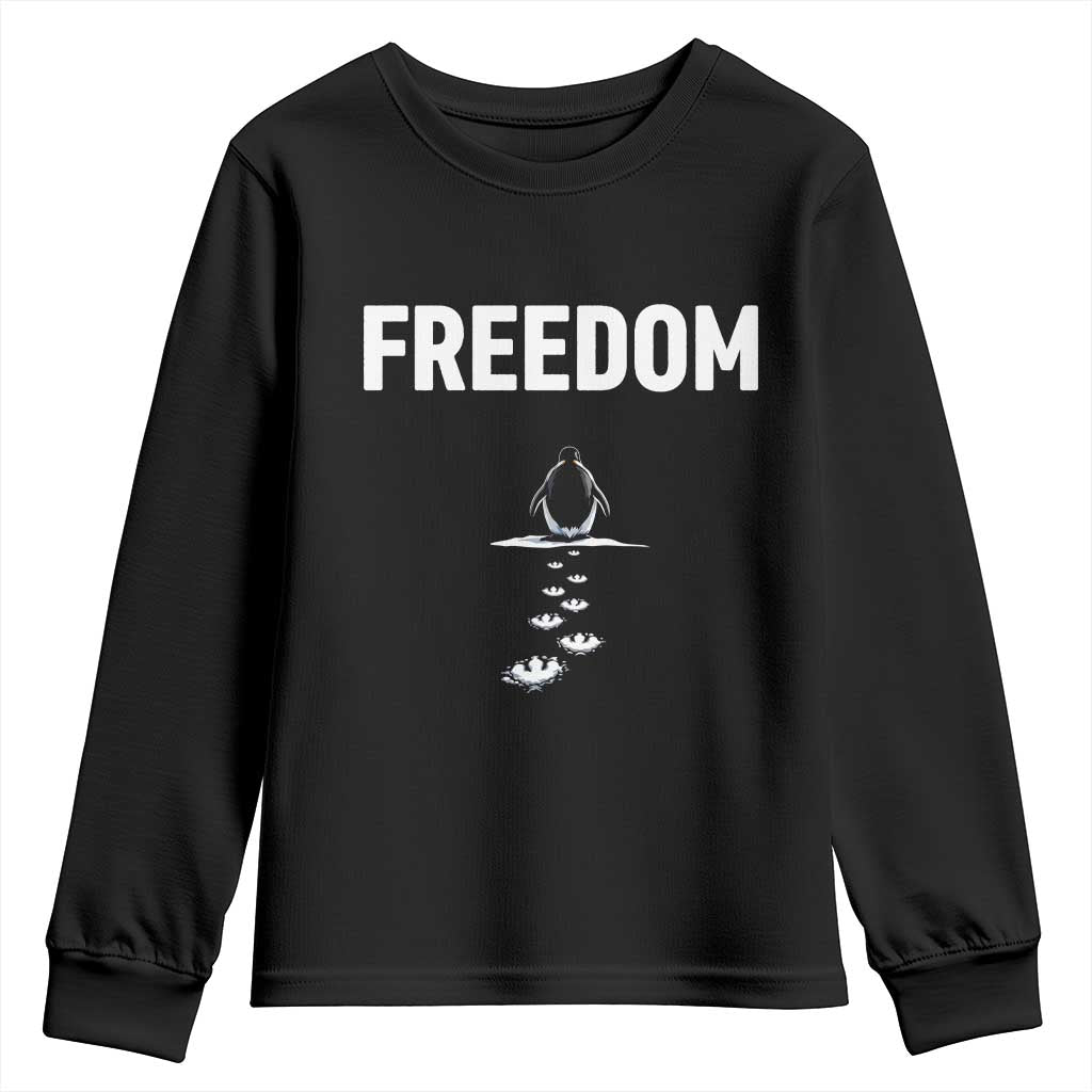 Penguin Freedom Youth Sweatshirt Funny Nihilist Penguin Hiking Mountains TS14 Black Print Your Wear