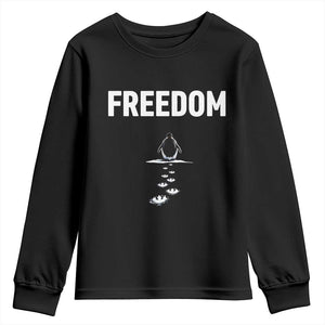 Penguin Freedom Youth Sweatshirt Funny Nihilist Penguin Hiking Mountains TS14 Black Print Your Wear
