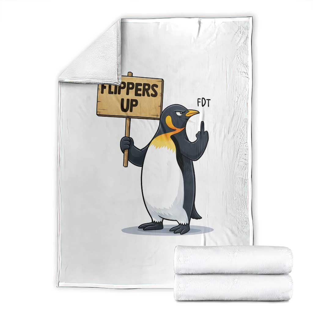 Penguins Resist Throw Blanket Flippers Up Protest TS14 White Print Your Wear