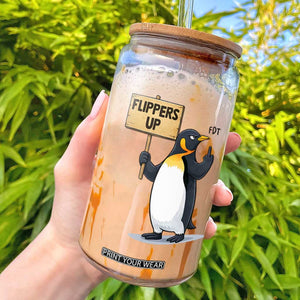 Penguins Resist Glass Can Flippers Up Protest TS14 White Print Your Wear