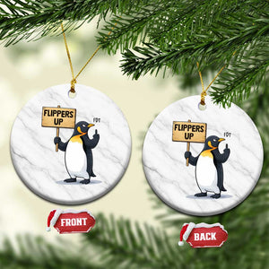 Penguins Resist Ceramic Ornament Flippers Up Protest TS14 1pc White Marble Print Your Wear