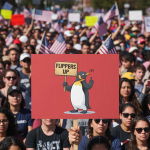 Penguins Resist Protest Sign Flippers Up Protest TS14 Horizontal 18" × 24" Red Print Your Wear