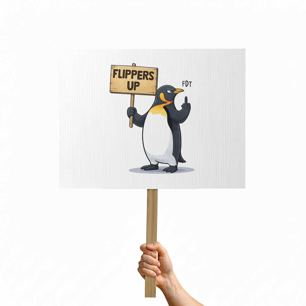 Penguins Resist Protest Sign Flippers Up Protest TS14 Horizontal 18