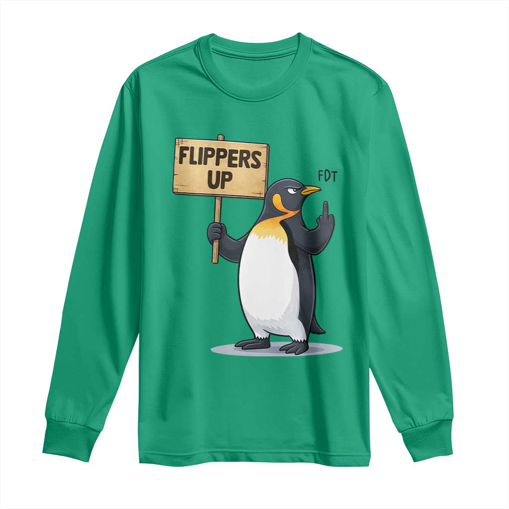 Penguins Resist Long Sleeve Shirt Flippers Up Protest TS14 Irish Green Print Your Wear