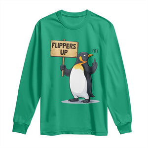 Penguins Resist Long Sleeve Shirt Flippers Up Protest TS14 Irish Green Print Your Wear