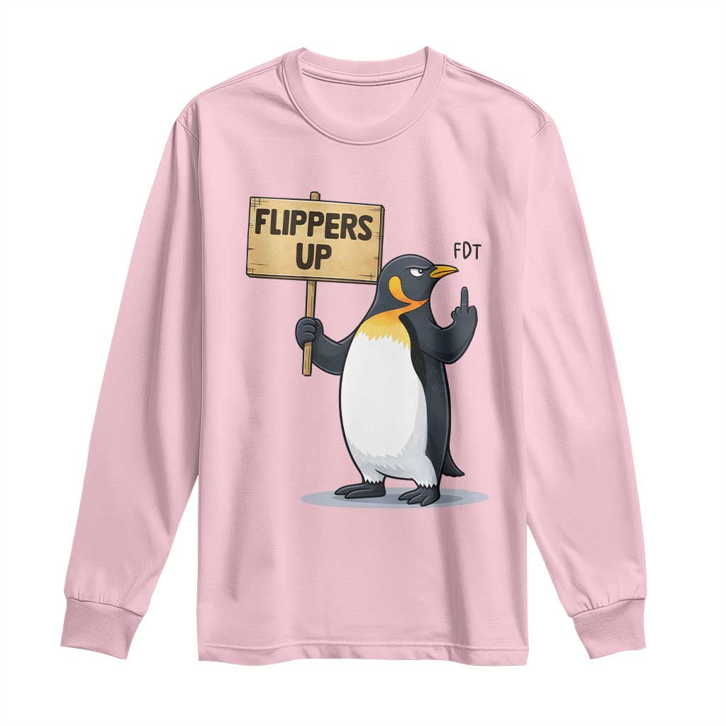 Penguins Resist Long Sleeve Shirt Flippers Up Protest TS14 Light Pink Print Your Wear