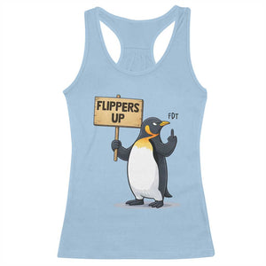 Penguins Resist Racerback Tank Top Flippers Up Protest TS14 Light Blue Print Your Wear