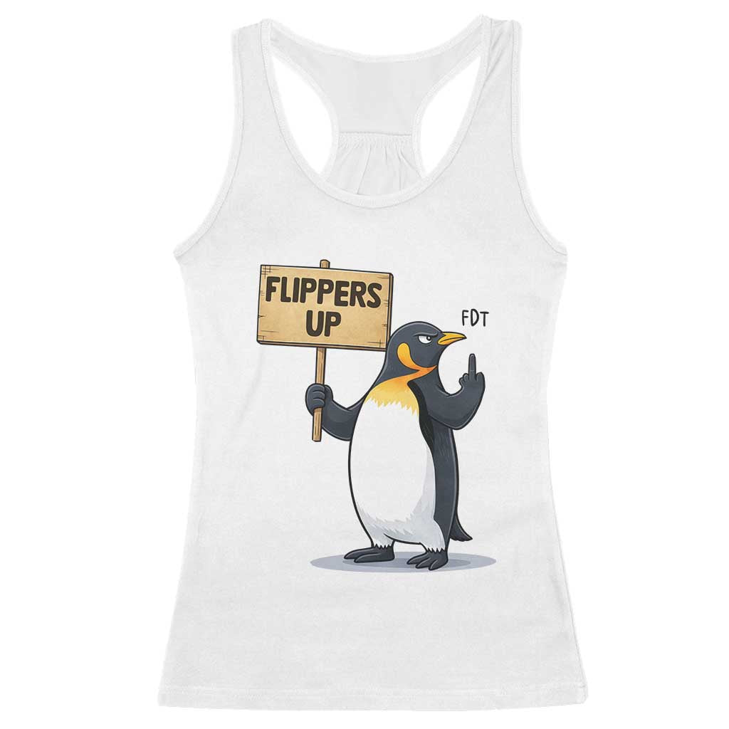 Penguins Resist Racerback Tank Top Flippers Up Protest TS14 White Print Your Wear