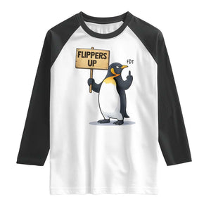 Penguins Resist Raglan Shirt Flippers Up Protest TS14 White Black Print Your Wear