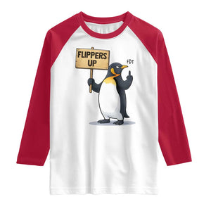 Penguins Resist Raglan Shirt Flippers Up Protest TS14 White Red Print Your Wear