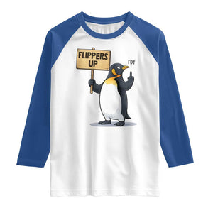 Penguins Resist Raglan Shirt Flippers Up Protest TS14 White Royal Print Your Wear