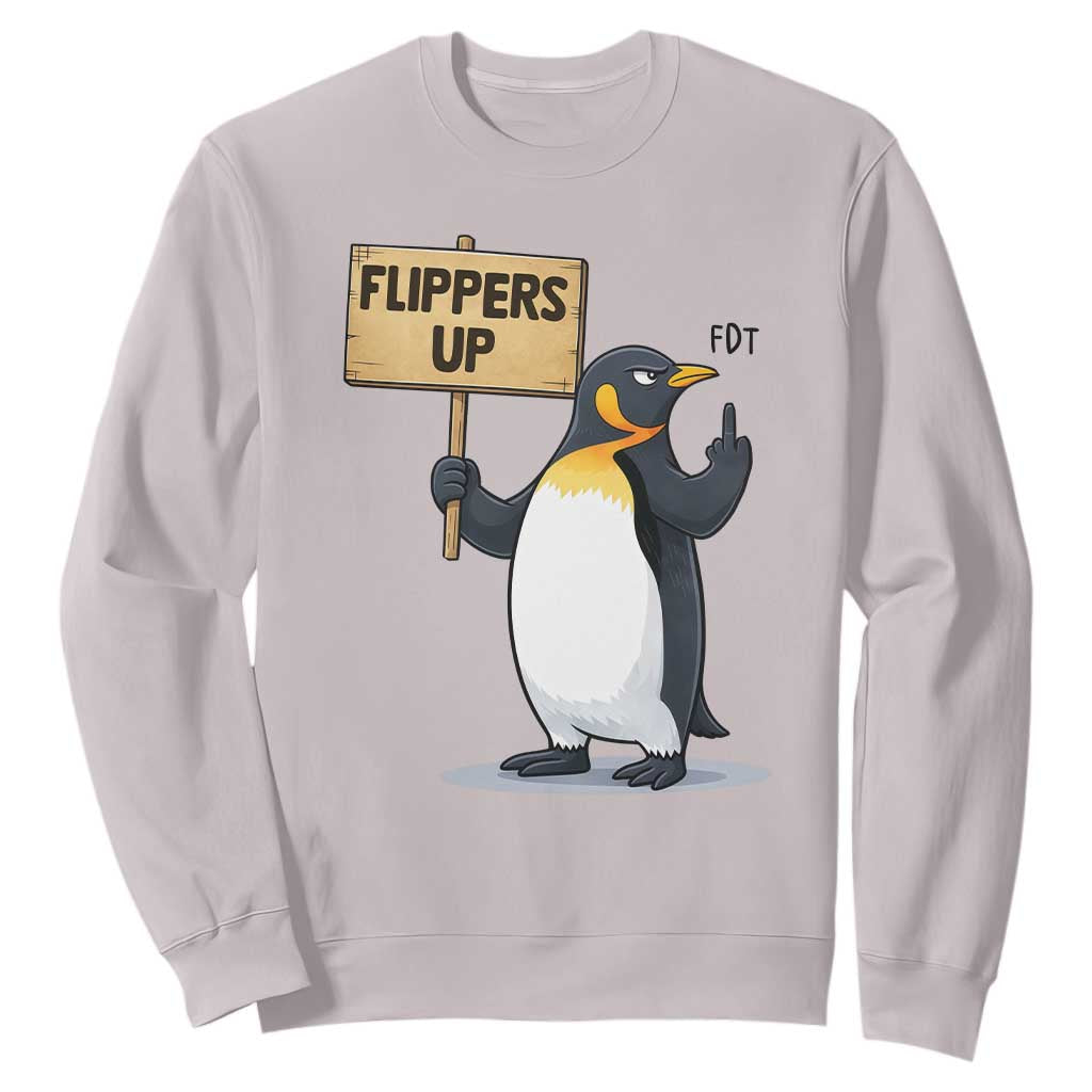 Penguins Resist Sweatshirt Flippers Up Protest TS14 Ice Gray Print Your Wear