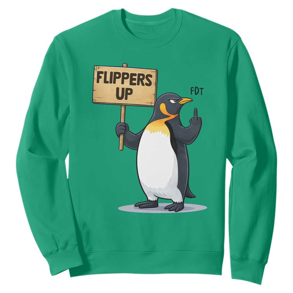 Penguins Resist Sweatshirt Flippers Up Protest TS14 Irish Green Print Your Wear