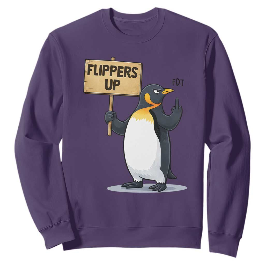 Penguins Resist Sweatshirt Flippers Up Protest TS14 Purple Print Your Wear