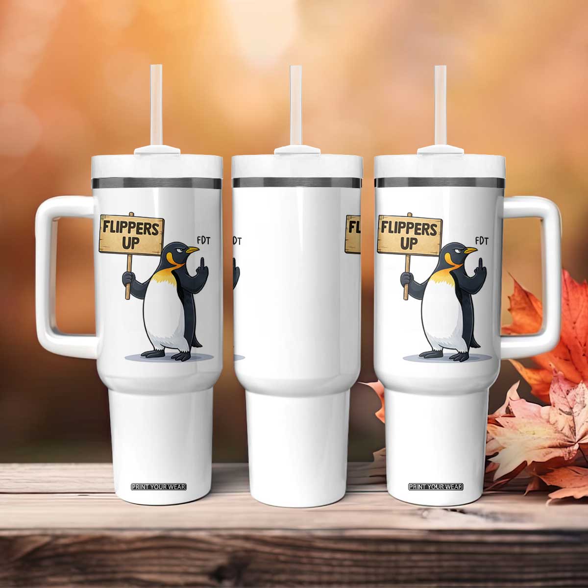 Penguins Resist Tumbler With Handle Flippers Up Protest TS14 Print Your Wear