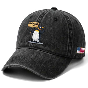 Penguins Resist Washed Cotton Baseball Cap Flippers Up Protest TS14 Print Your Wear