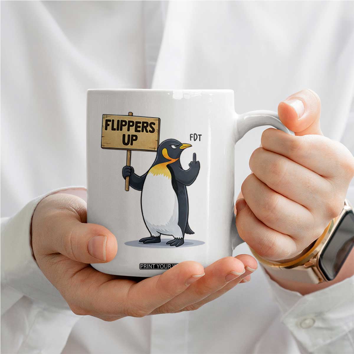 Penguins Resist Coffee Mug Flippers Up Protest TS14 Print Your Wear