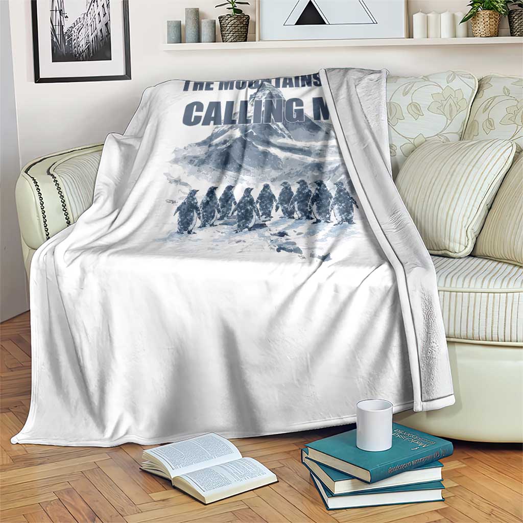 Funny Nihilist Penguin Hiking Throw Blanket The Mountains Are Calling Me TS14 Print Your Wear
