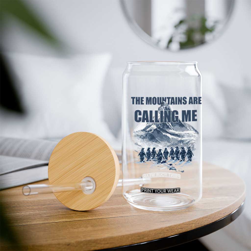 Funny Nihilist Penguin Hiking Glass Can The Mountains Are Calling Me TS14 Print Your Wear