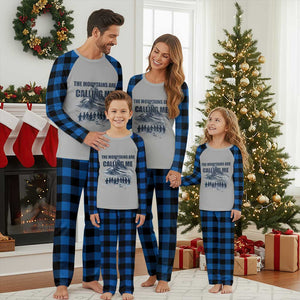 Funny Nihilist Penguin Hiking Plaid Pajama Set The Mountains Are Calling Me TS14 Blue Plaid Print Your Wear