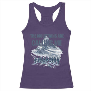 Funny Nihilist Penguin Hiking Racerback Tank Top The Mountains Are Calling Me TS14 Purple Print Your Wear