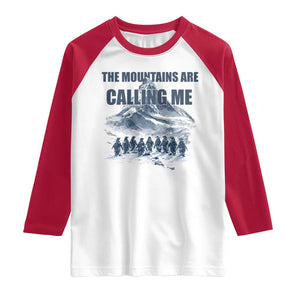 Funny Nihilist Penguin Hiking Raglan Shirt The Mountains Are Calling Me TS14 White Red Print Your Wear