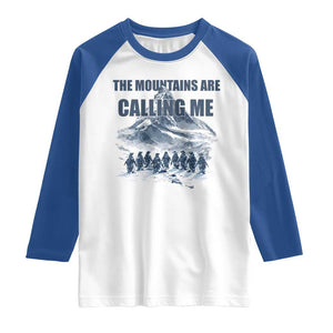 Funny Nihilist Penguin Hiking Raglan Shirt The Mountains Are Calling Me TS14 White Royal Print Your Wear