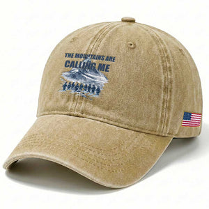 Funny Nihilist Penguin Hiking Washed Cotton Baseball Cap The Mountains Are Calling Me TS14 Print Your Wear