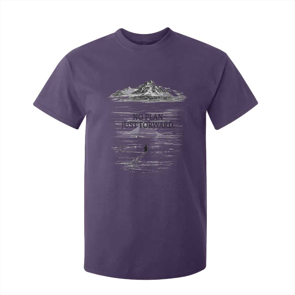 Funny Nihilist Penguin Hiking T Shirt For Kid No Plan Just Forward TS14 Purple Print Your Wear
