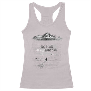 Funny Nihilist Penguin Hiking Racerback Tank Top No Plan Just Forward TS14 Ice Gray Print Your Wear
