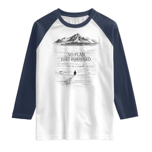 Funny Nihilist Penguin Hiking Raglan Shirt No Plan Just Forward TS14 White Navy Print Your Wear