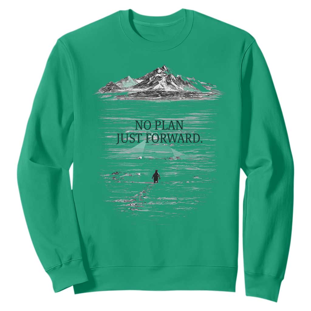 Funny Nihilist Penguin Hiking Sweatshirt No Plan Just Forward TS14 Irish Green Print Your Wear
