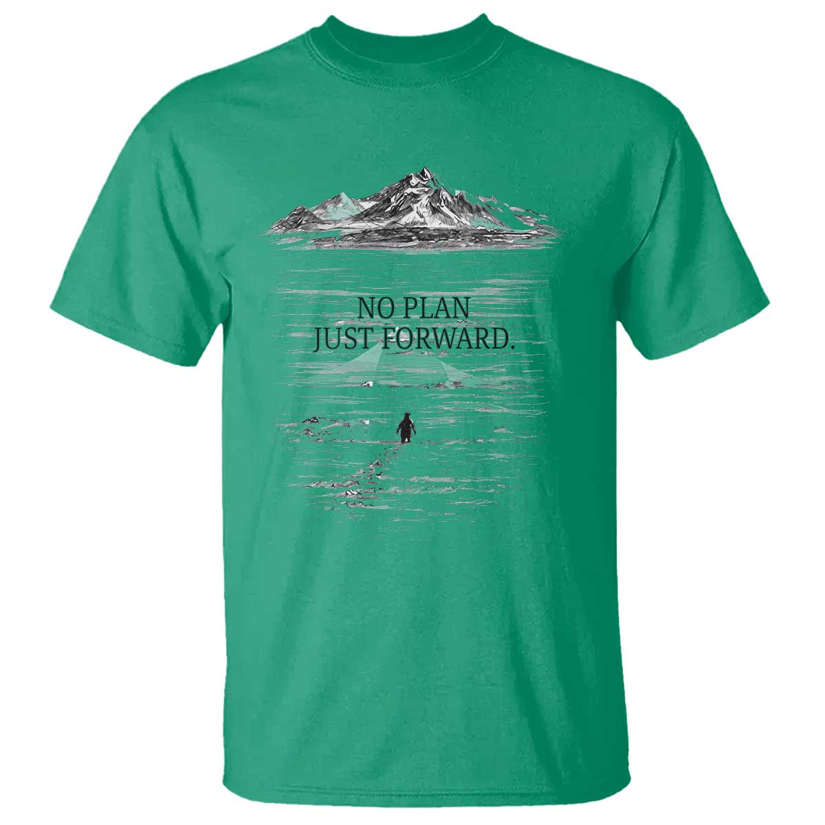Funny Nihilist Penguin Hiking T Shirt No Plan Just Forward TS14 Irish Green Print Your Wear