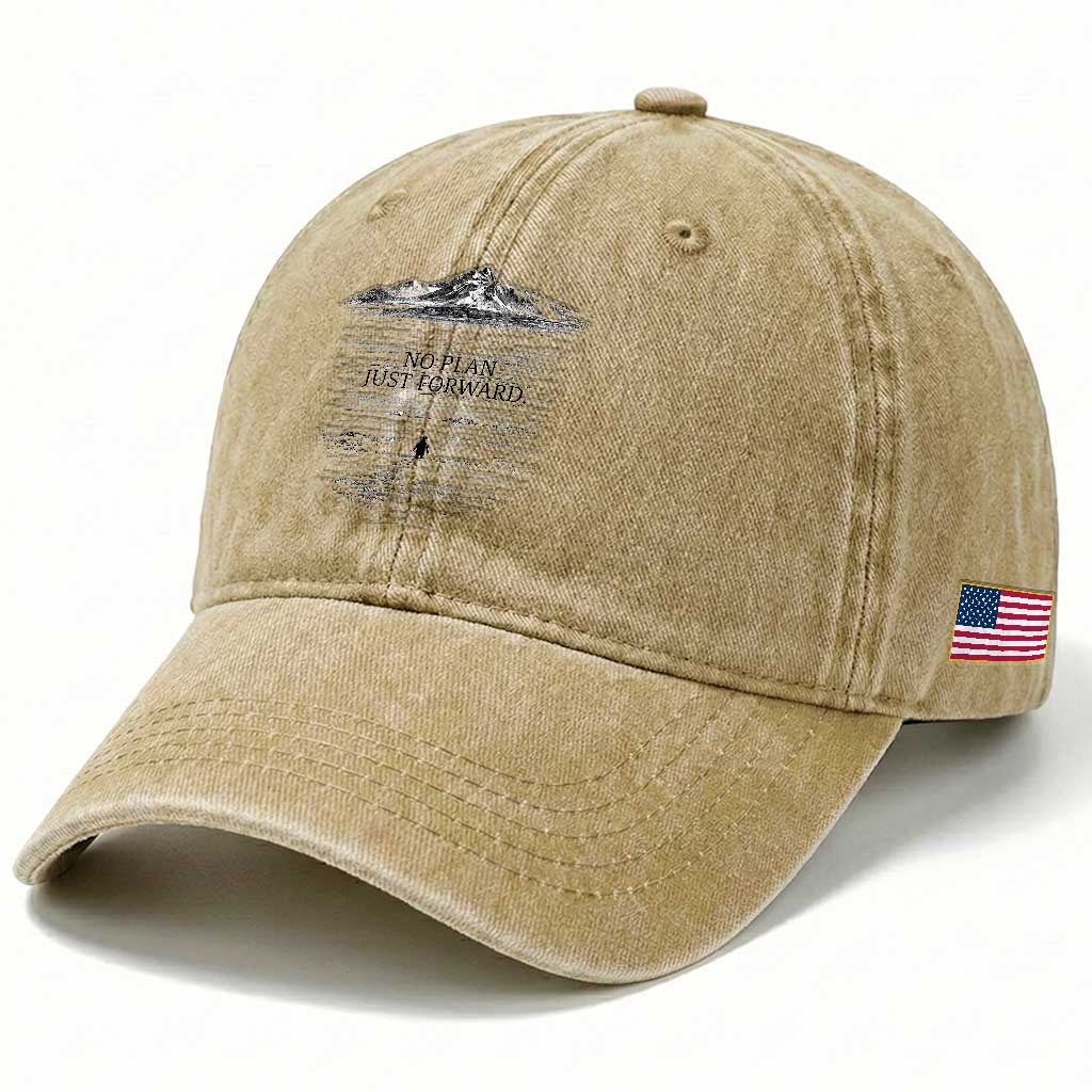 Funny Nihilist Penguin Hiking Washed Cotton Baseball Cap No Plan Just Forward TS14 Print Your Wear