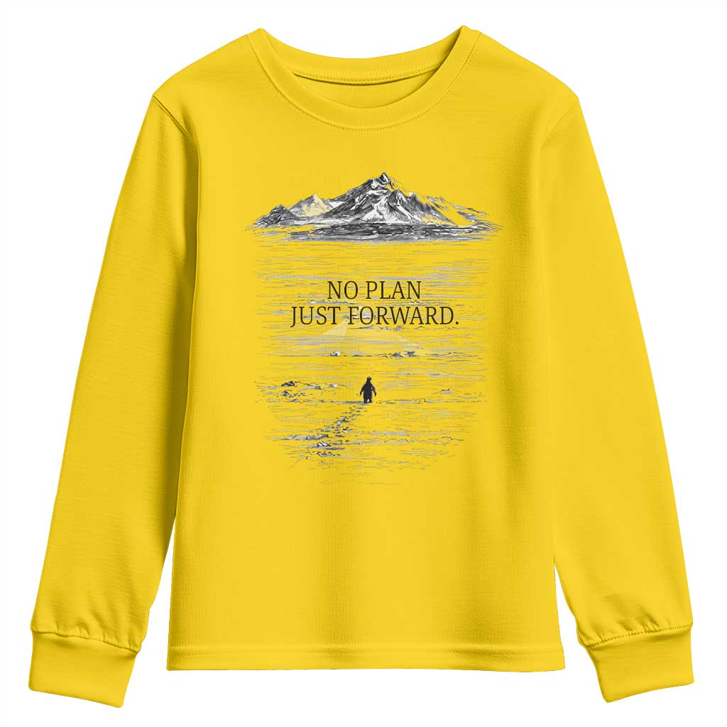 Funny Nihilist Penguin Hiking Youth Sweatshirt No Plan Just Forward TS14 Daisy Print Your Wear