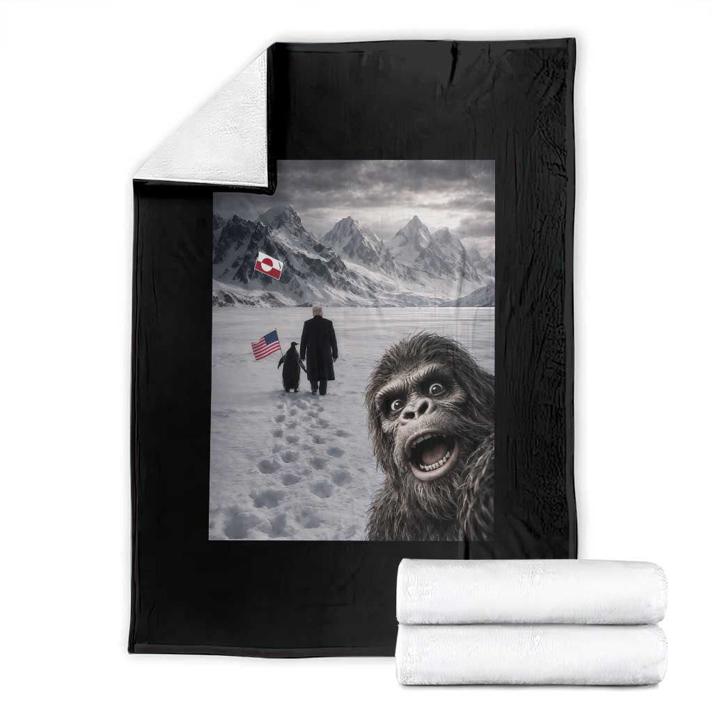 Nihilist Penguin Trump Hiking Mountains Throw Blanket Funny Bigfoot Selfie But Why TS14 Black Print Your Wear