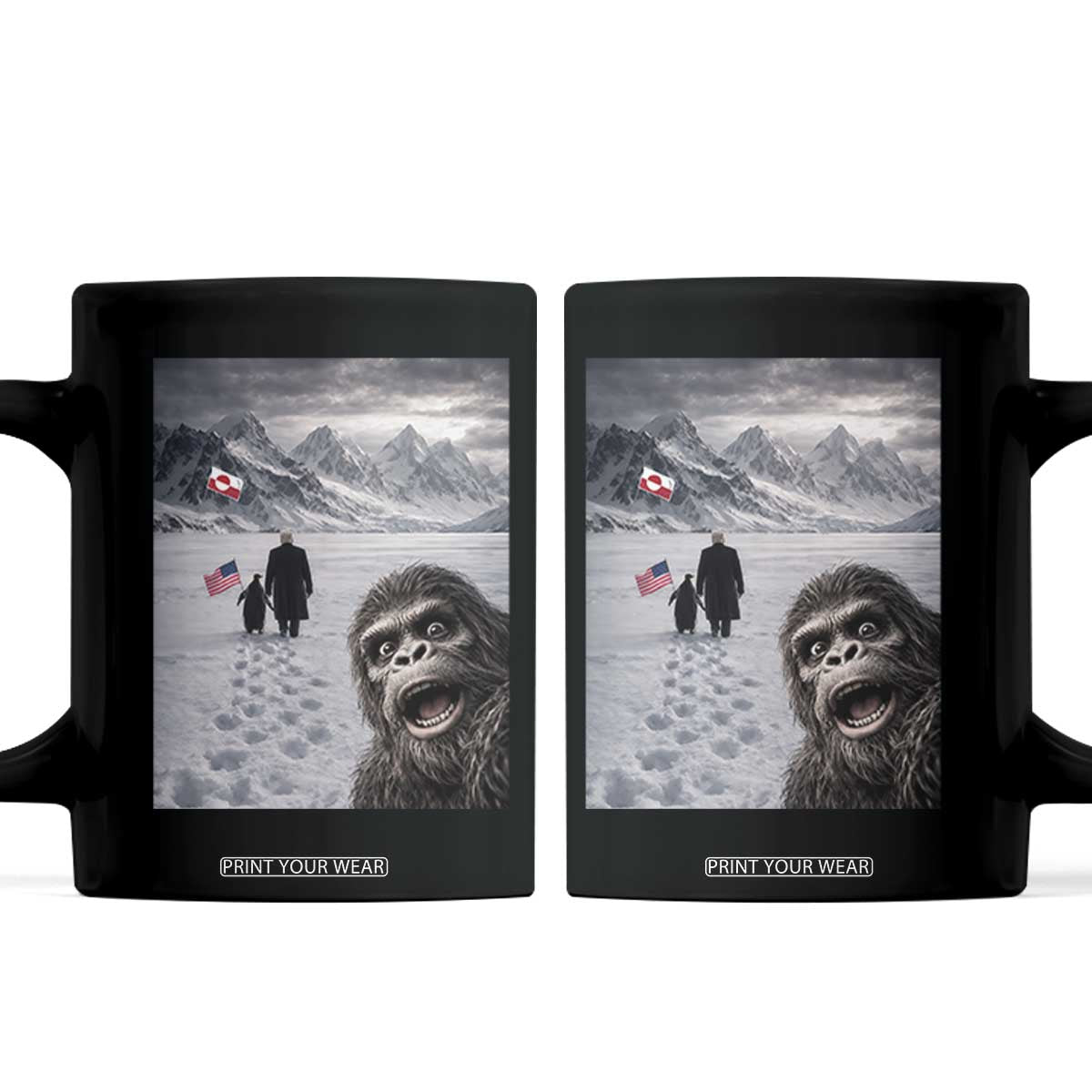 Nihilist Penguin Trump Hiking Mountains Coffee Mug Funny Bigfoot Selfie But Why TS14 Black Print Your Wear