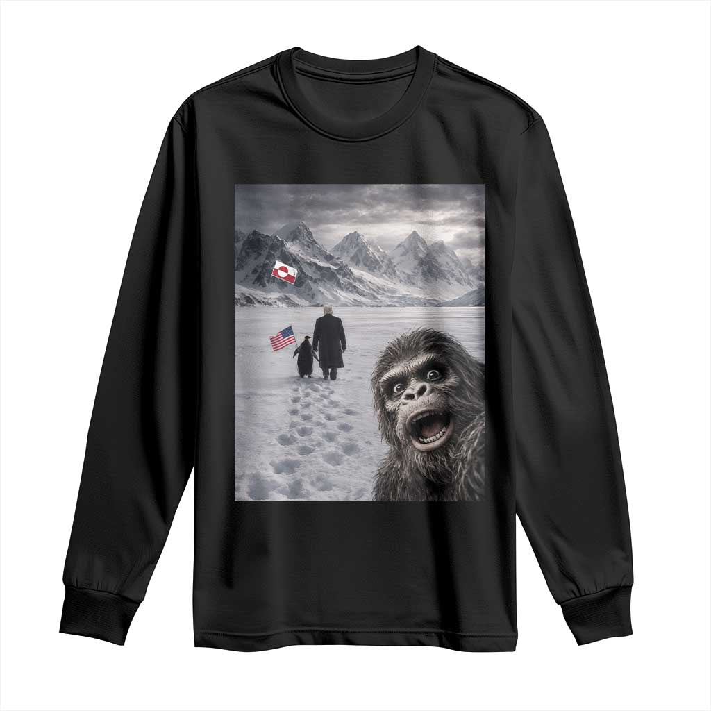 Nihilist Penguin Trump Hiking Mountains Long Sleeve Shirt Funny Bigfoot Selfie But Why TS14 Black Print Your Wear