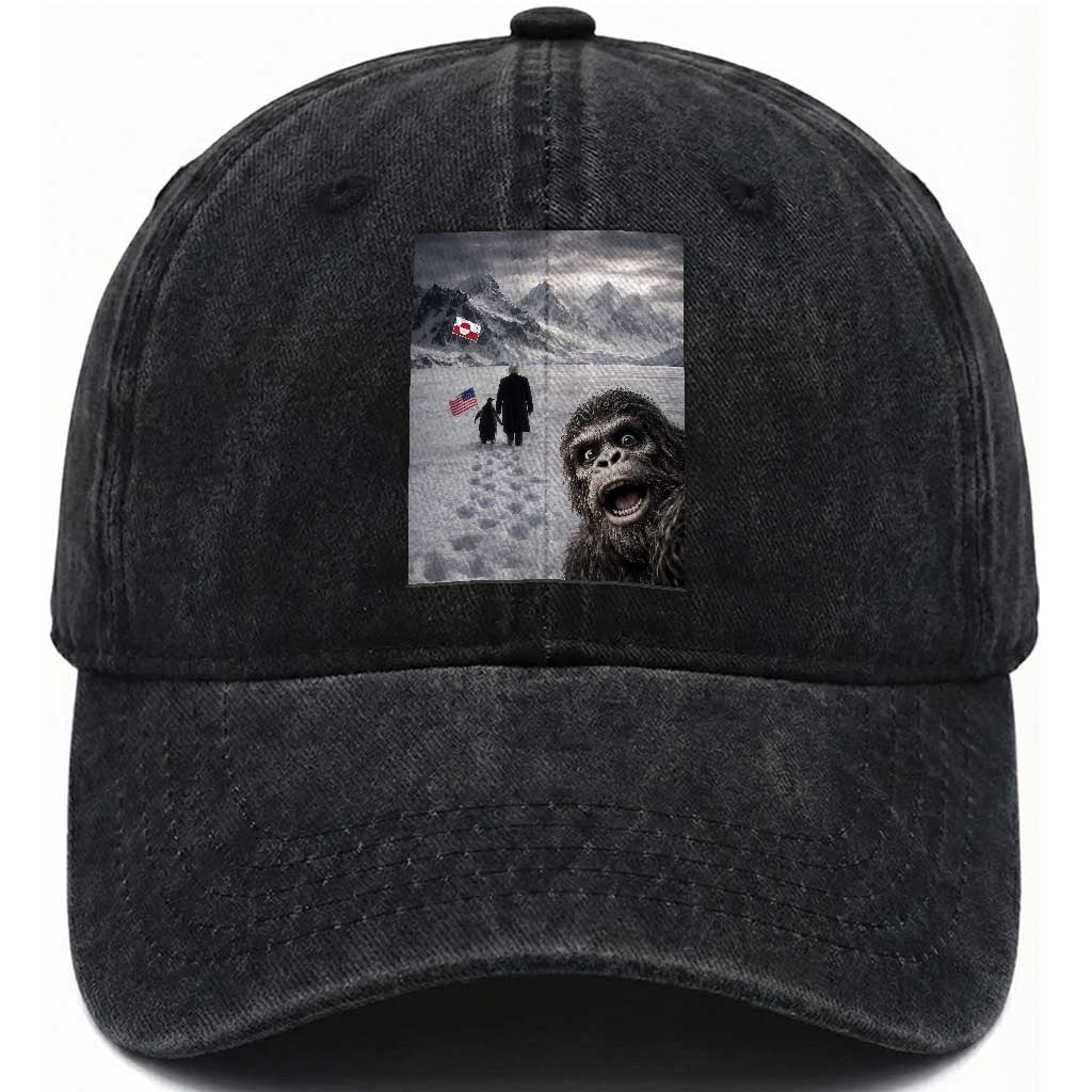 Nihilist Penguin Trump Hiking Mountains Washed Cotton Baseball Cap Funny Bigfoot Selfie But Why TS14 Washed Cap Universal Fit Black Print Your Wear