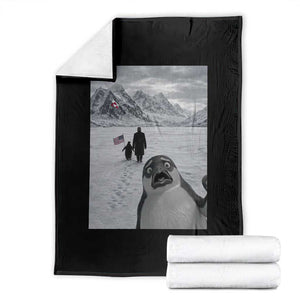 Nihilist Penguin Trump Hiking Mountains Throw Blanket Funny Penguin Selfie But Why TS14 Black Print Your Wear