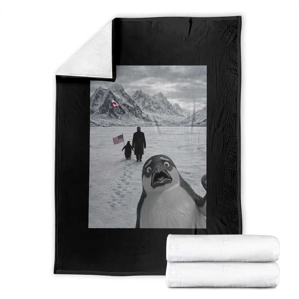 Nihilist Penguin Trump Hiking Mountains Throw Blanket Funny Penguin Selfie But Why TS14 Black Print Your Wear