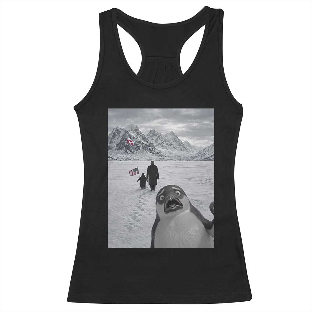 Nihilist Penguin Trump Hiking Mountains Racerback Tank Top Funny Penguin Selfie But Why TS14 Black Print Your Wear
