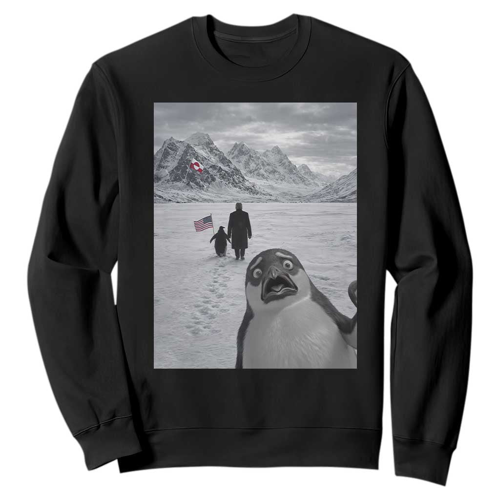 Nihilist Penguin Trump Hiking Mountains Sweatshirt Funny Penguin Selfie But Why TS14 Black Print Your Wear