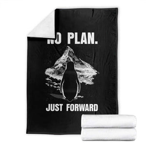 Nihilist Penguin Hiking Meme Throw Blanket No Plan Just Forward TS14 Black Print Your Wear