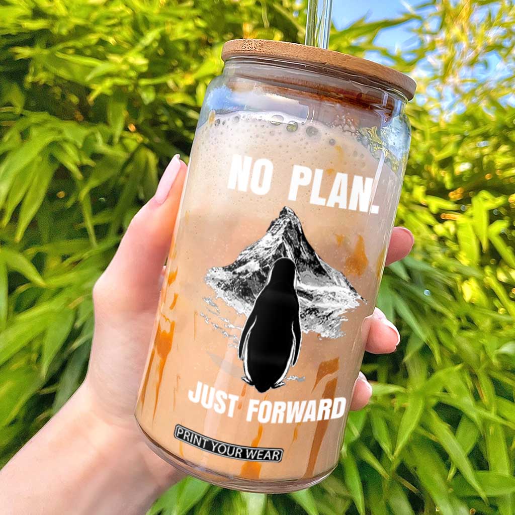 Nihilist Penguin Hiking Meme Glass Can No Plan Just Forward TS14 Black Print Your Wear