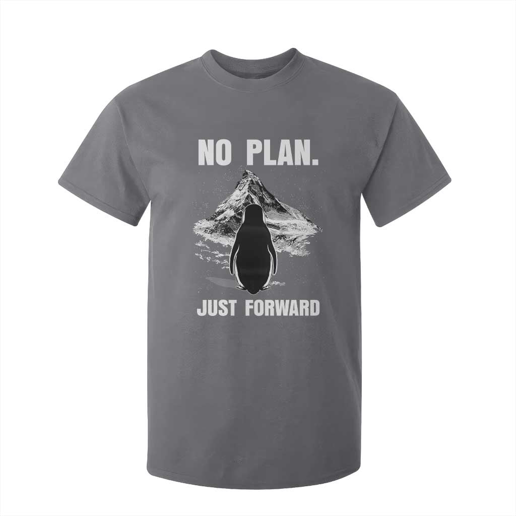 Nihilist Penguin Hiking Meme T Shirt For Kid No Plan Just Forward TS14 Charcoal Print Your Wear