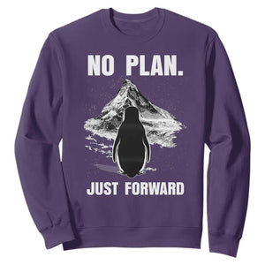 Nihilist Penguin Hiking Meme Sweatshirt No Plan Just Forward TS14 Purple Print Your Wear