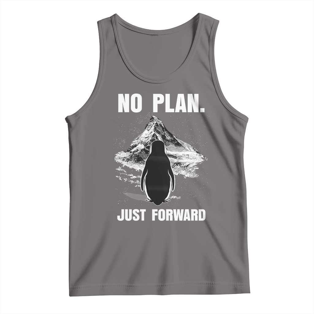 Nihilist Penguin Hiking Meme Tank Top No Plan Just Forward TS14 Deep Heather Print Your Wear