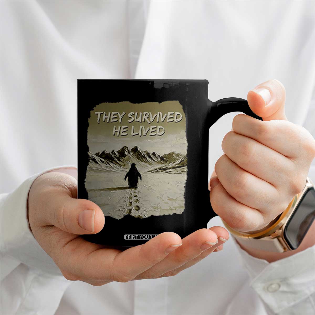 Nihilist Penguin Hiking Meme Coffee Mug They Survived He Lived TS14 Print Your Wear