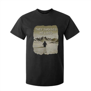 Nihilist Penguin Hiking Meme T Shirt For Kid They Survived He Lived TS14 Black Print Your Wear